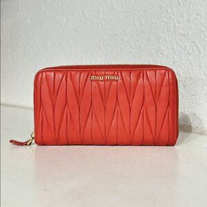 Miu Miu Orange Leather Wallet